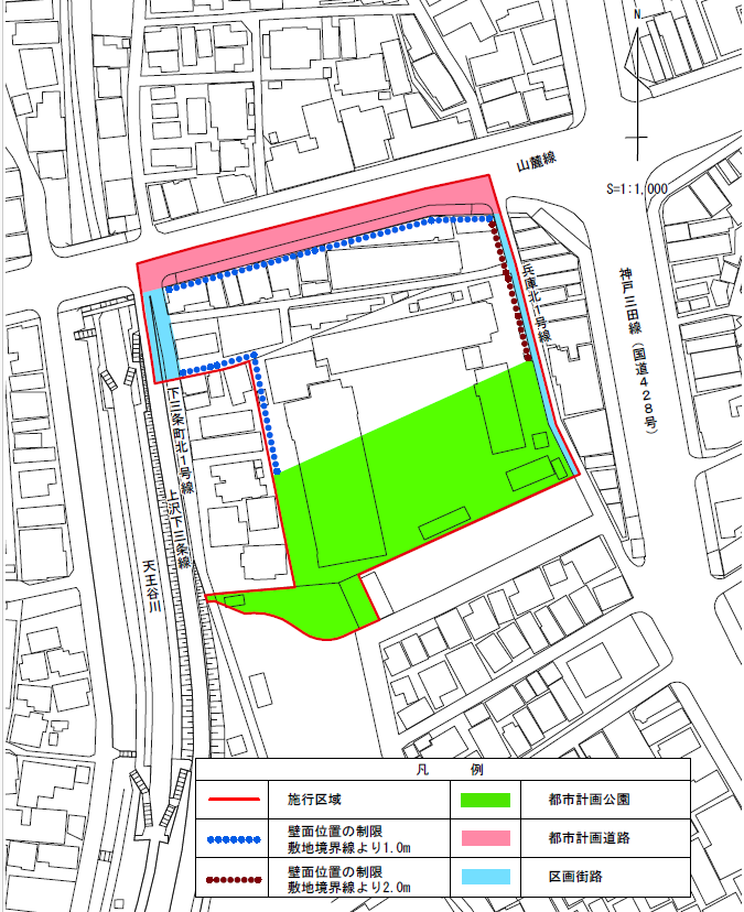 下三条町北地区防災街区整備事業の計画図